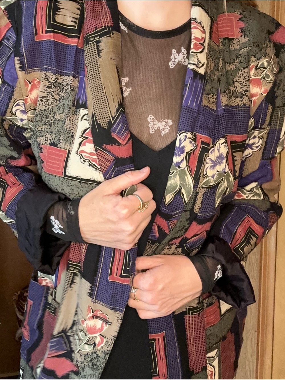 Vintage 1980s/90s Kensington Square Abstract Floral Patchwork Blazer | Medium